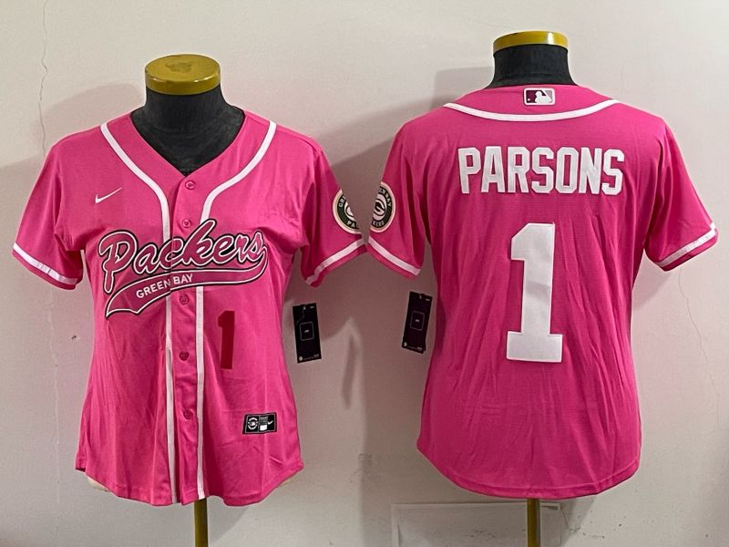 Youth 2025 Green Bay Packers #1 Parsons Pink Nike Limited NFL Jersey style 006